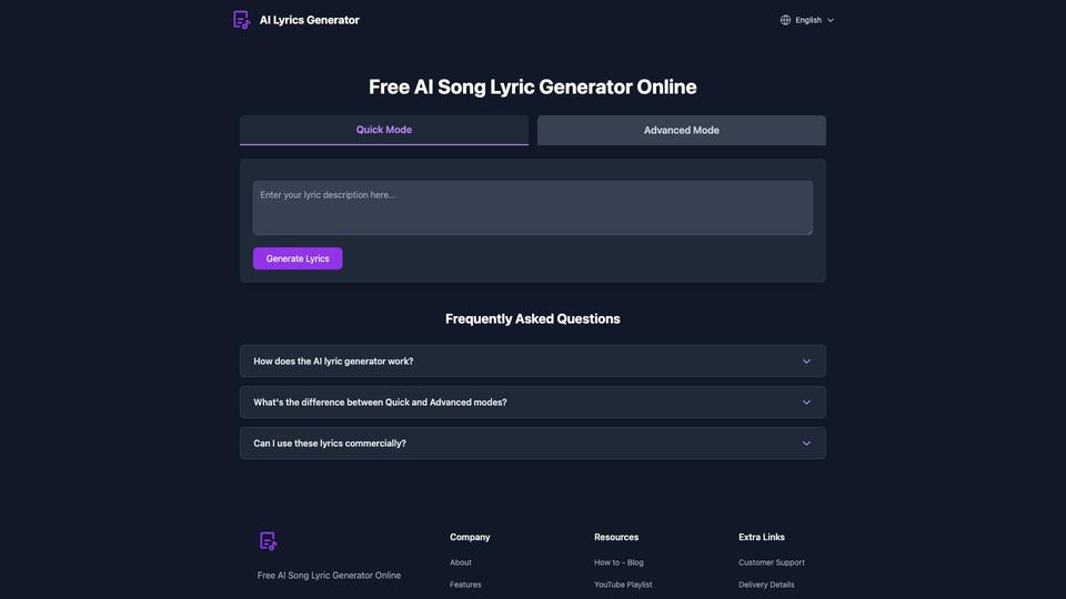 Free AI Lyrics Generator AI Tool image