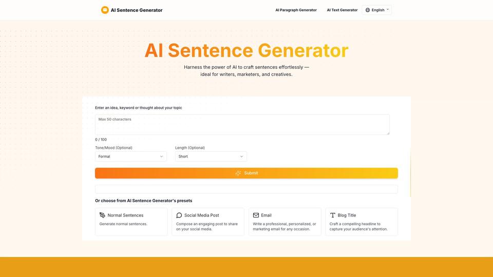 Free AI Sentence Generator AI Tool image