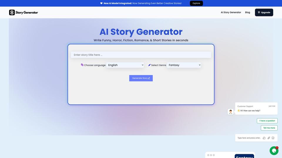 Free AI Story Generator AI Tool image