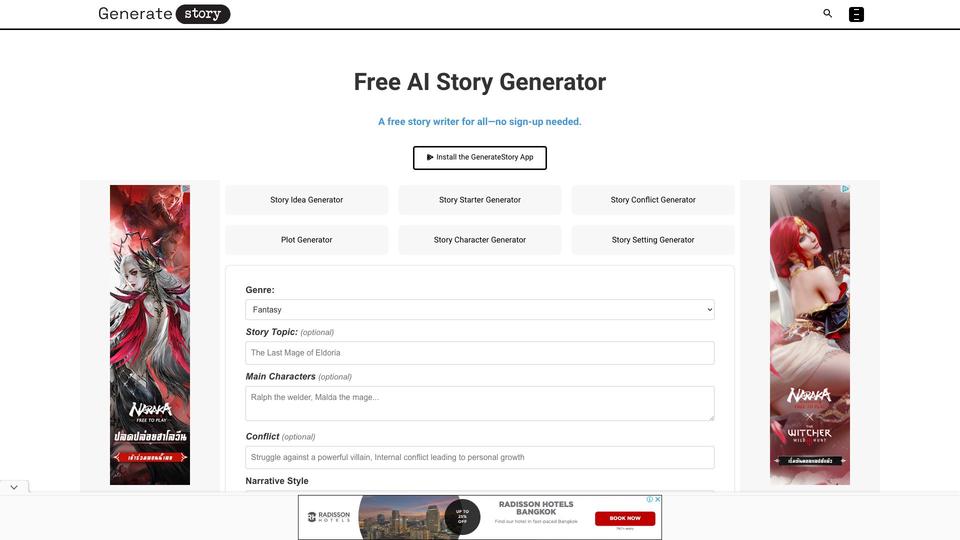 Free Generate Story AI Tool image